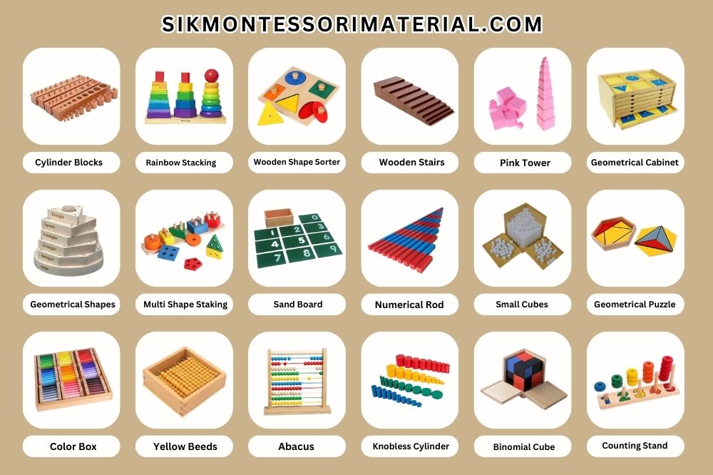 List of Montessori Material with images
