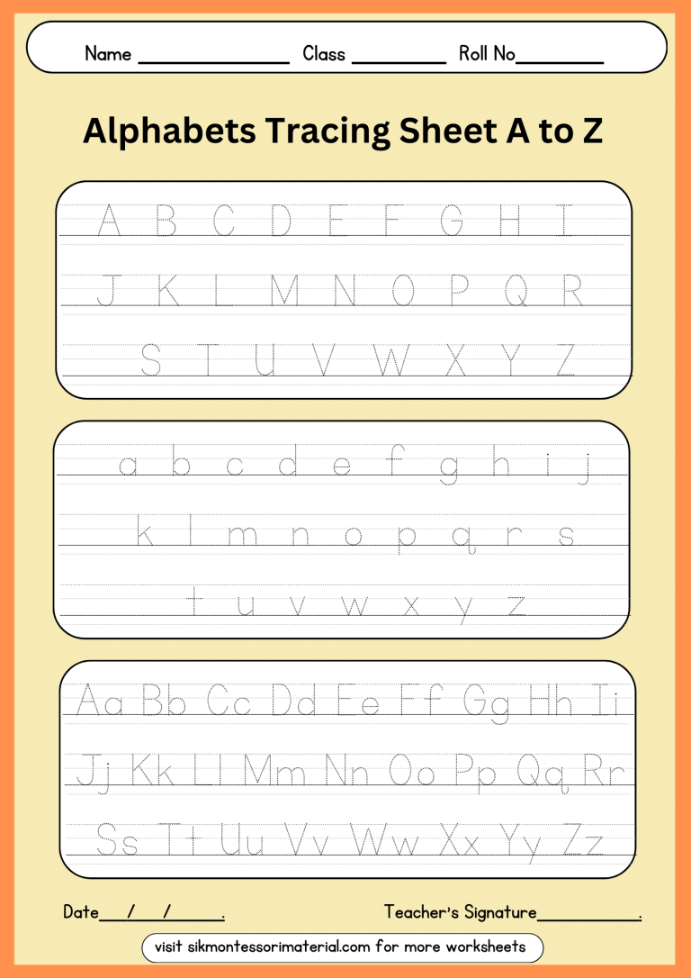 A4 Size Printable Alphabets Tracing Worksheets A to Z - SIK Montessori ...