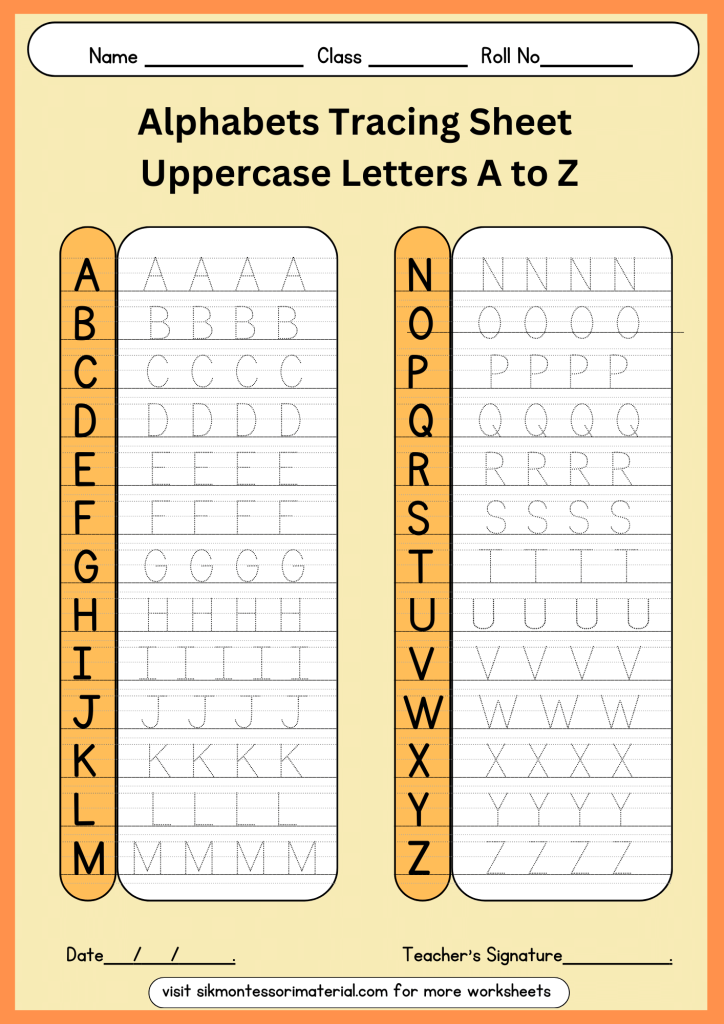 Uppercase alphabets tracing worksheet
