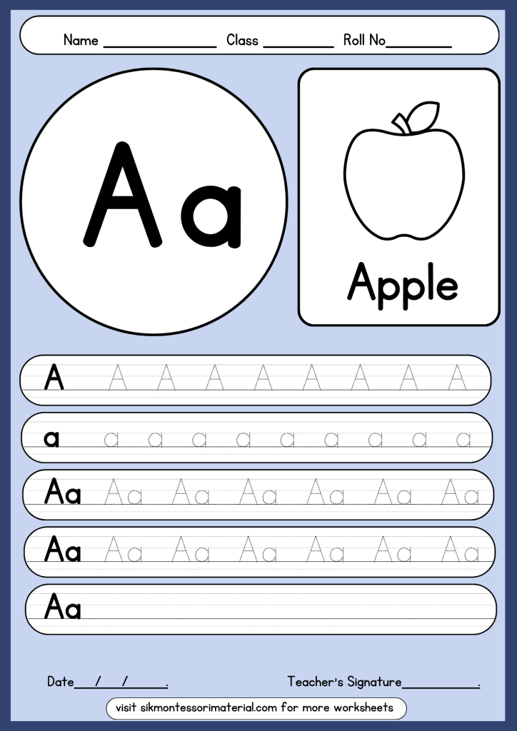 letter A tracing worksheet