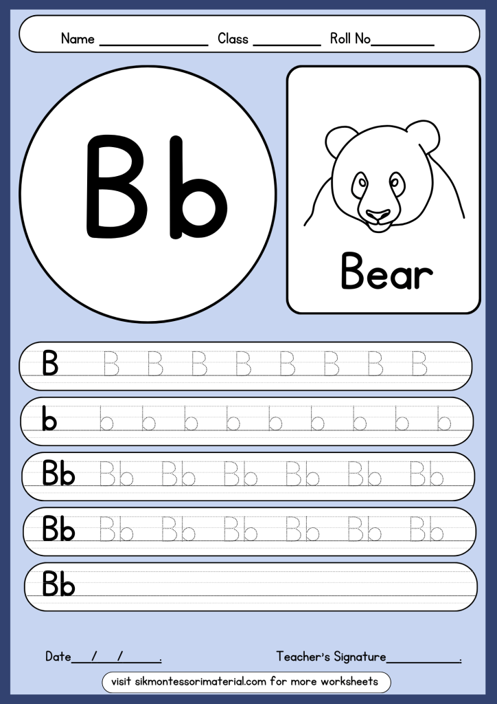 letter B tracing worksheet