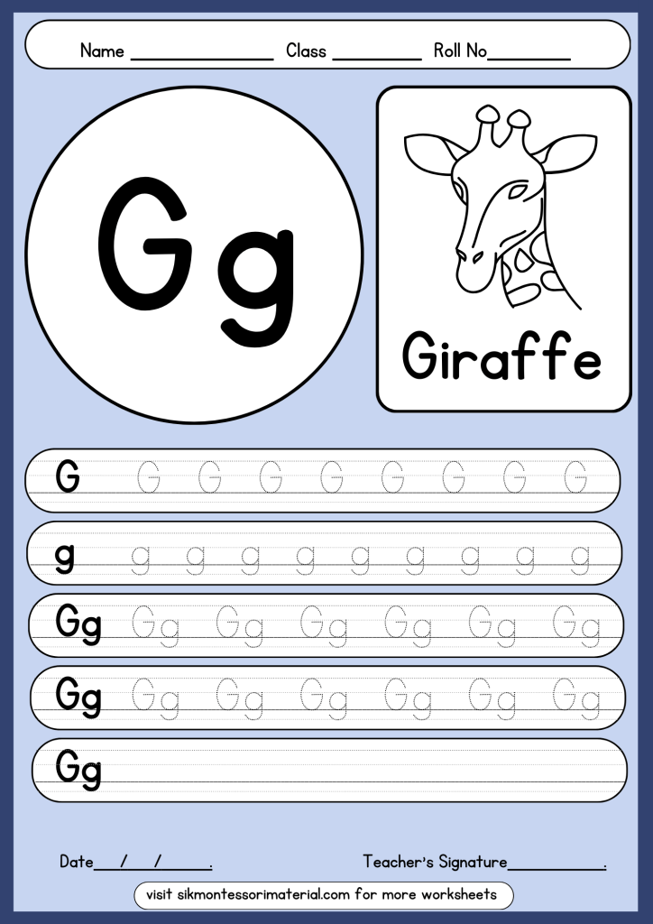 letter G tracing worksheet