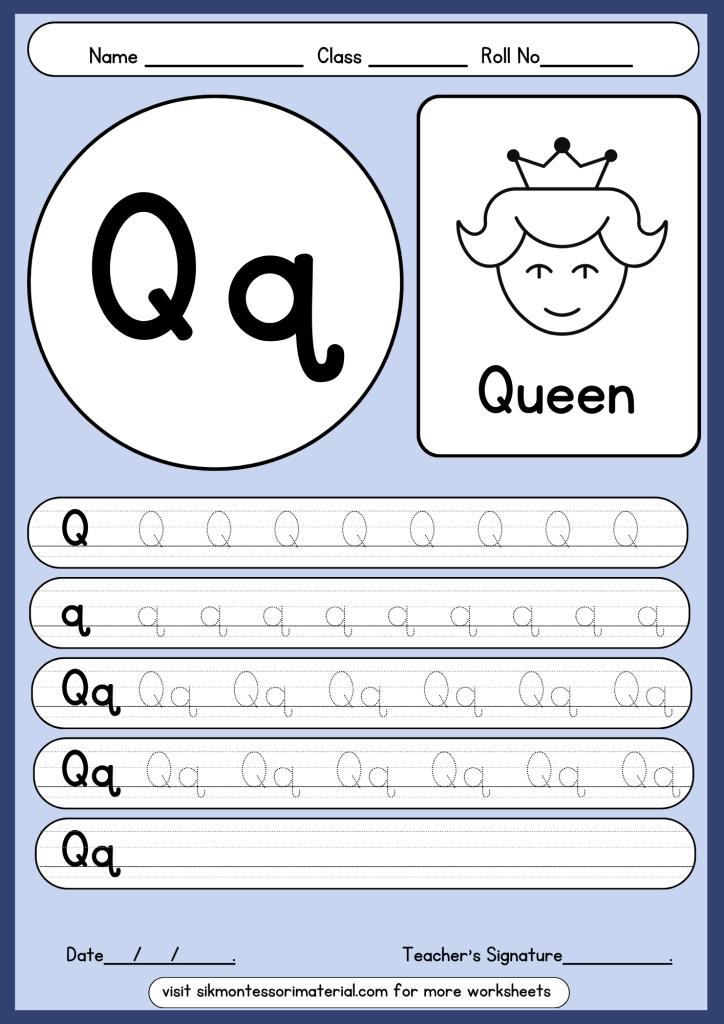 letter Q tracing worksheet
