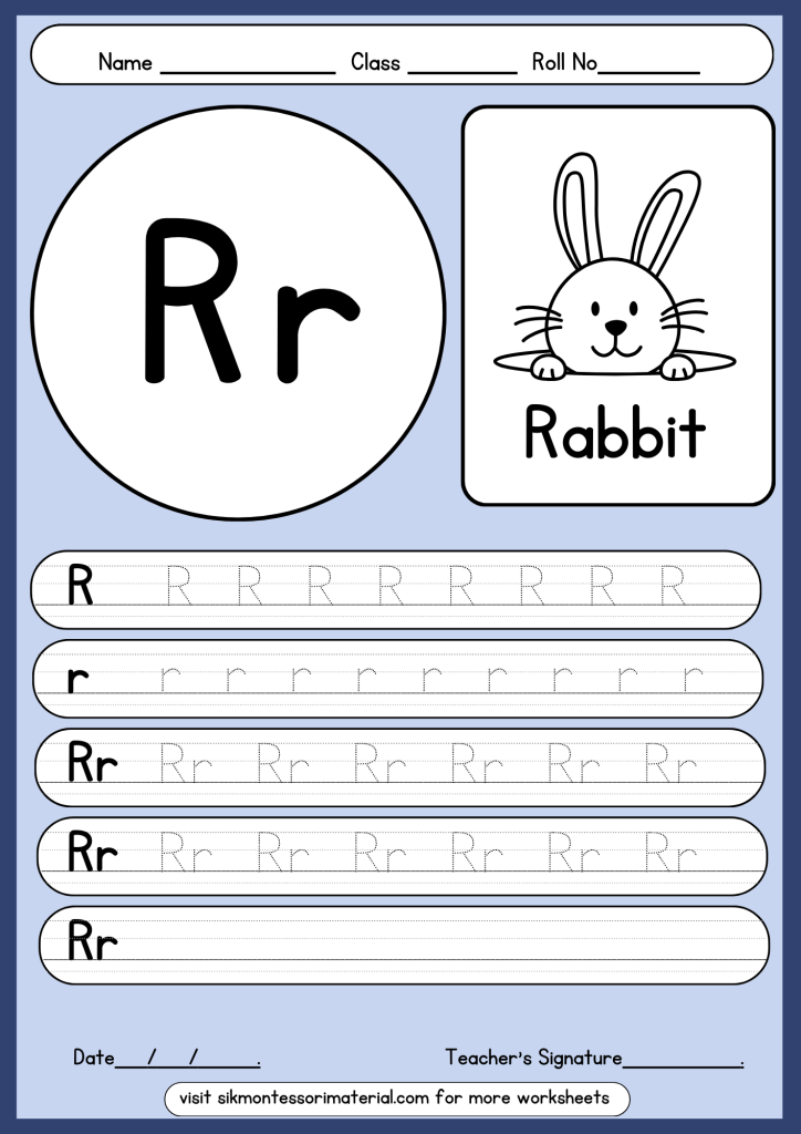 letter R tracing worksheet