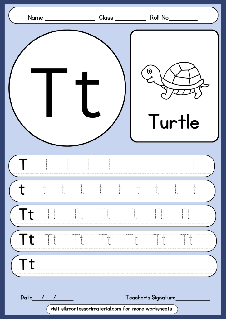 letter T tracing worksheet
