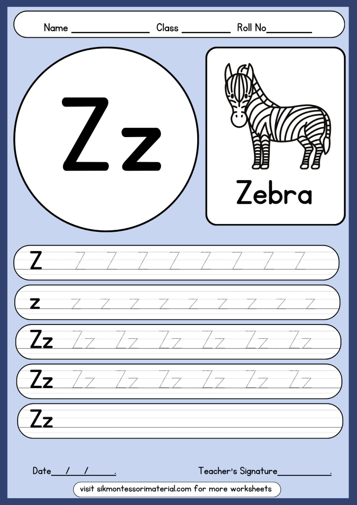 letter Z tracing worksheet