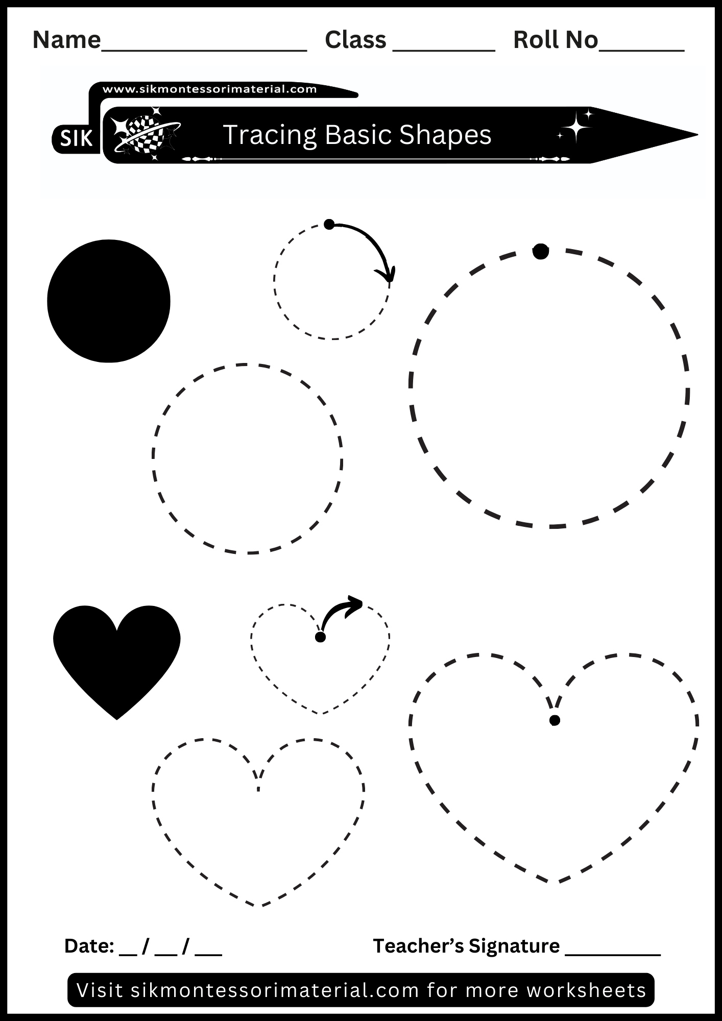 Simple Line Tracing Worksheets for Pre School - SIK Montessori Material
