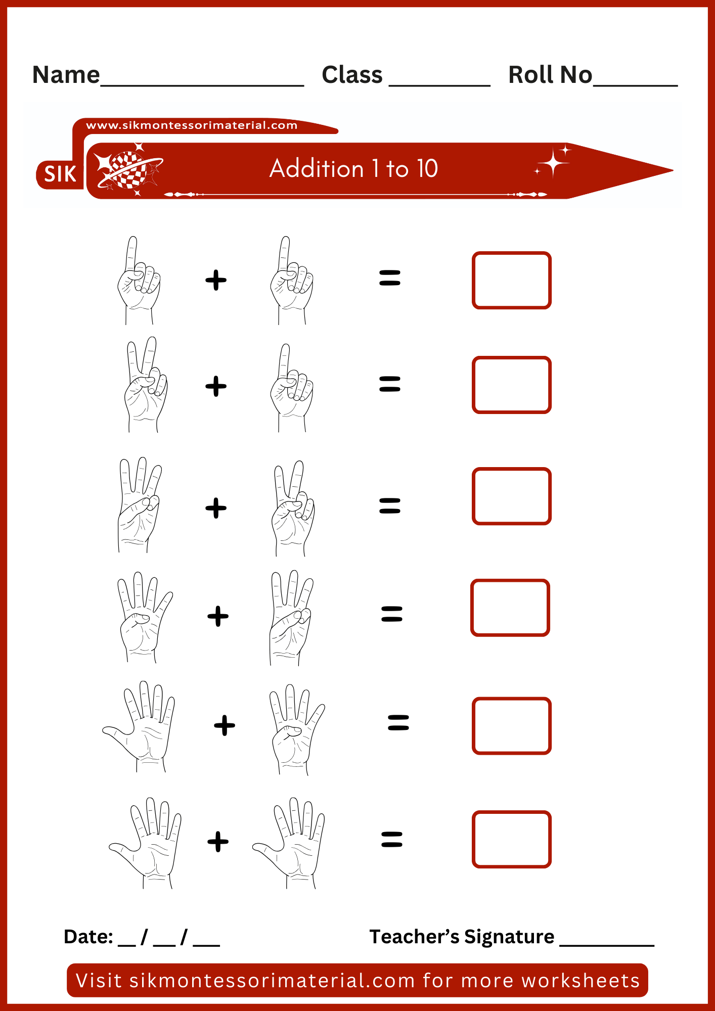 Count and Write Worksheets for Junior Montessori - SIK Montessori Material