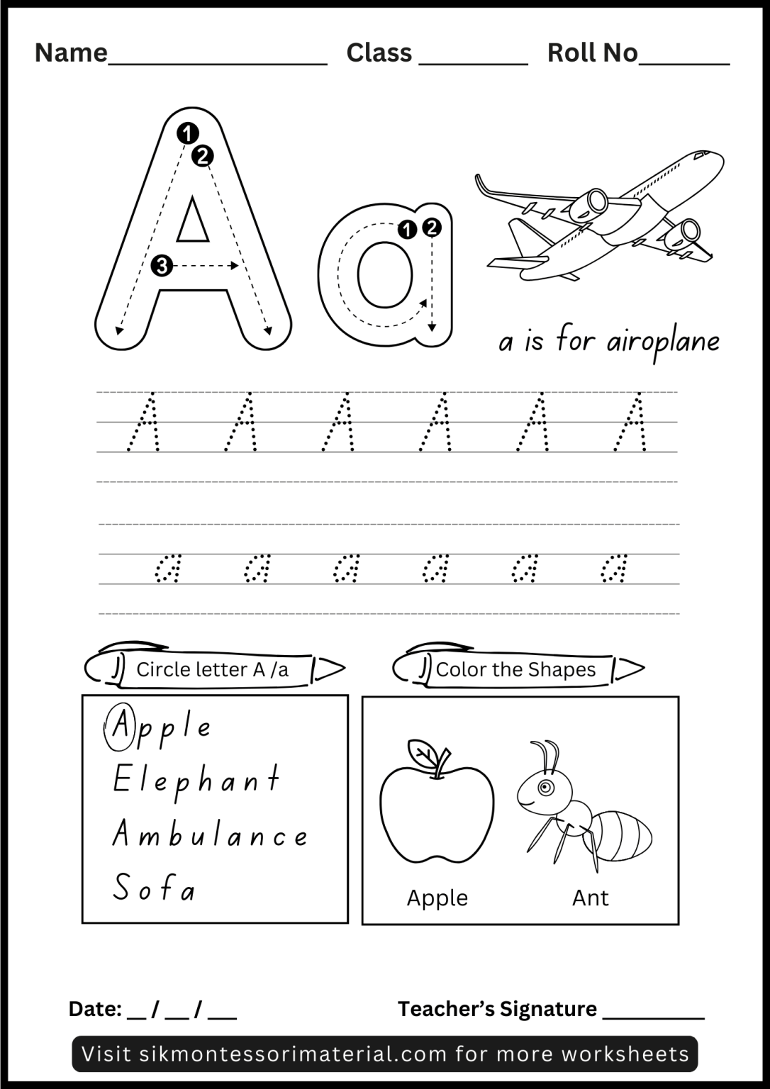 Alphabets Tracing & Letter Recognition Worksheets for Montessori SIK