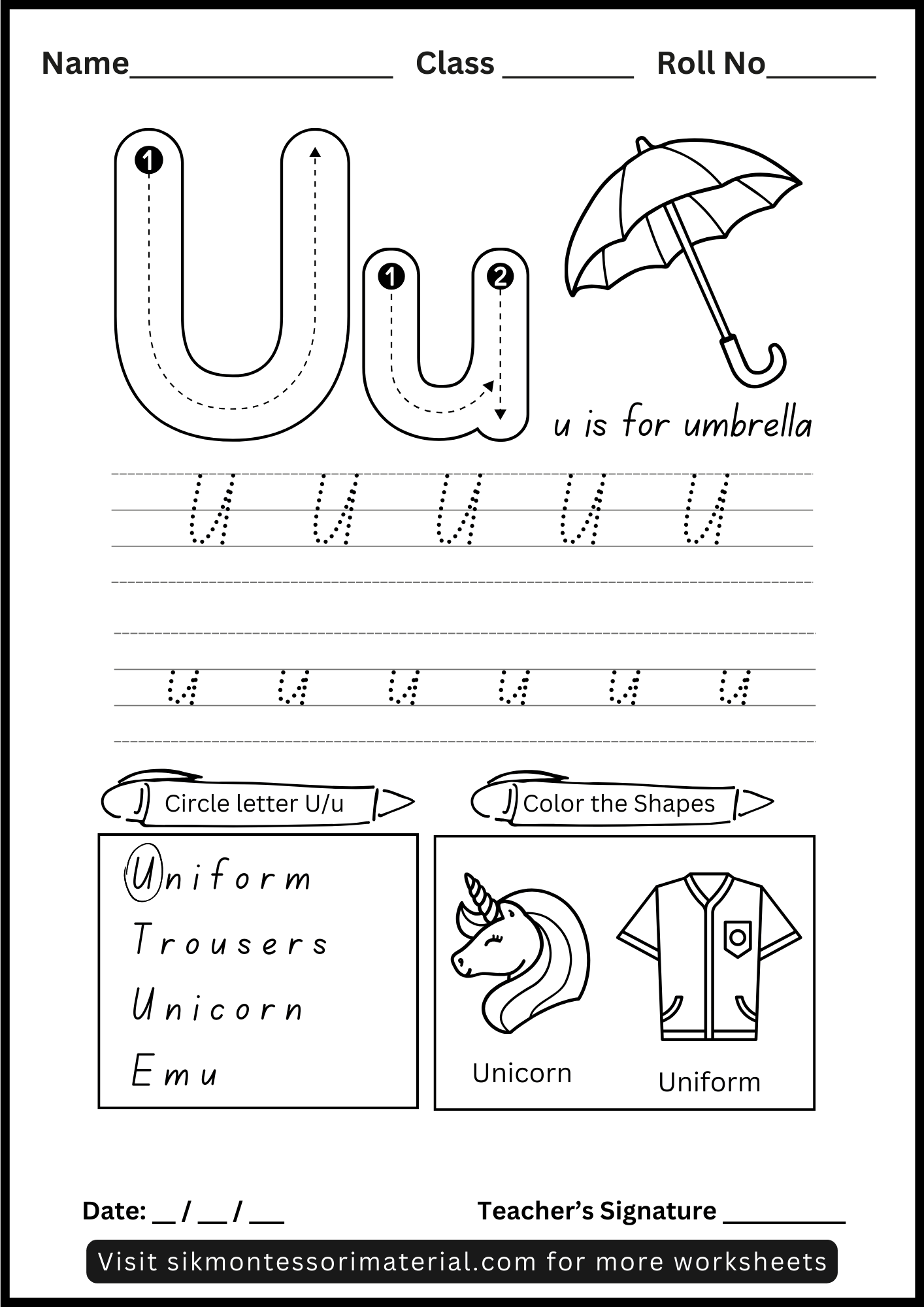 Alphabets Tracing & Letter Recognition Worksheets for Montessori SIK
