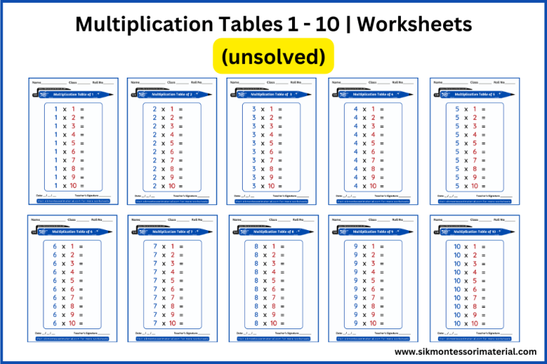 Multiplication Table 1 to 10 | Unsolved Multiplication Worksheets - SIK ...